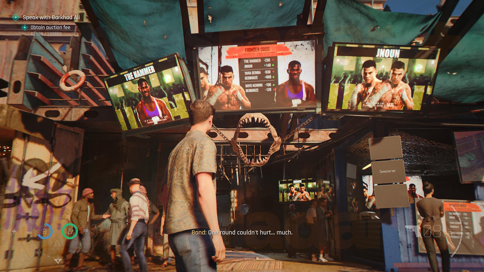 James Bond considers the fight pit arena of Aleph in 007 First Light