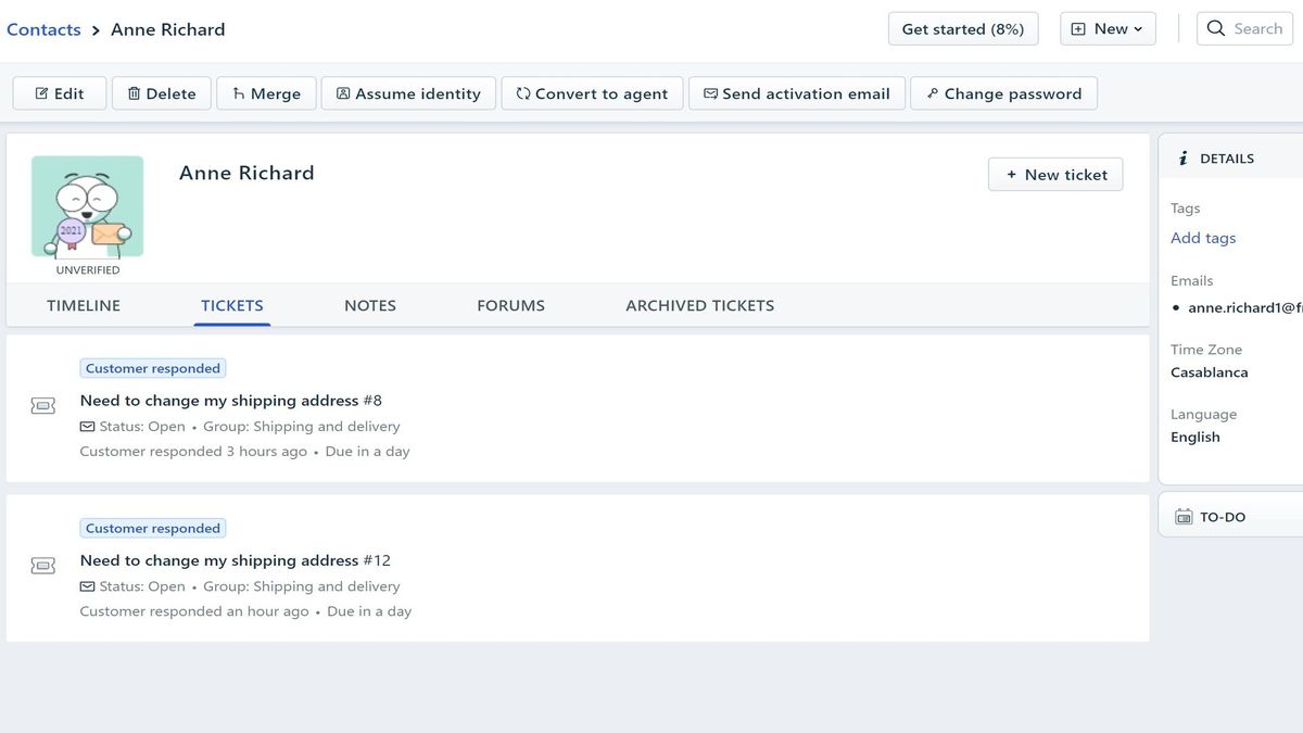Freshdesk's contact management interface
