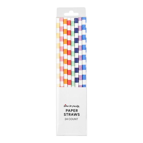 Paper Straws, Multicolor Stripe, 24 Ct