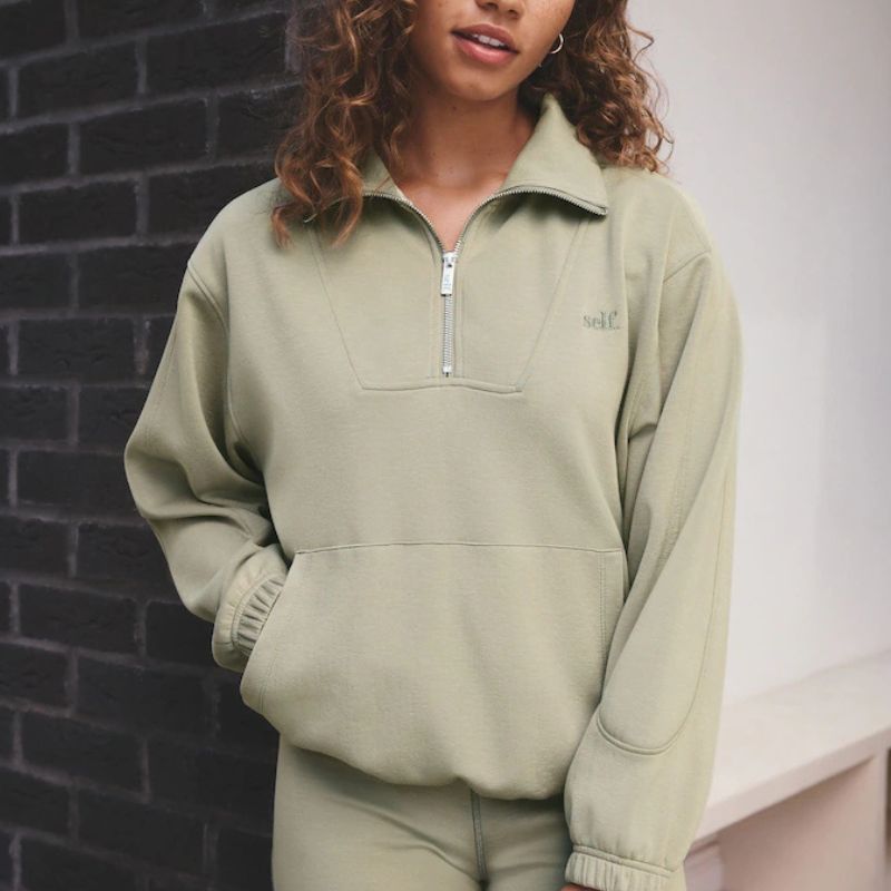 Next , self. Sage Green Half Zip Modal Sweatshirt