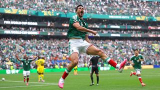 Raul Jimenez of Mexico celebrates scoring in the opening game of World Cup 2026
