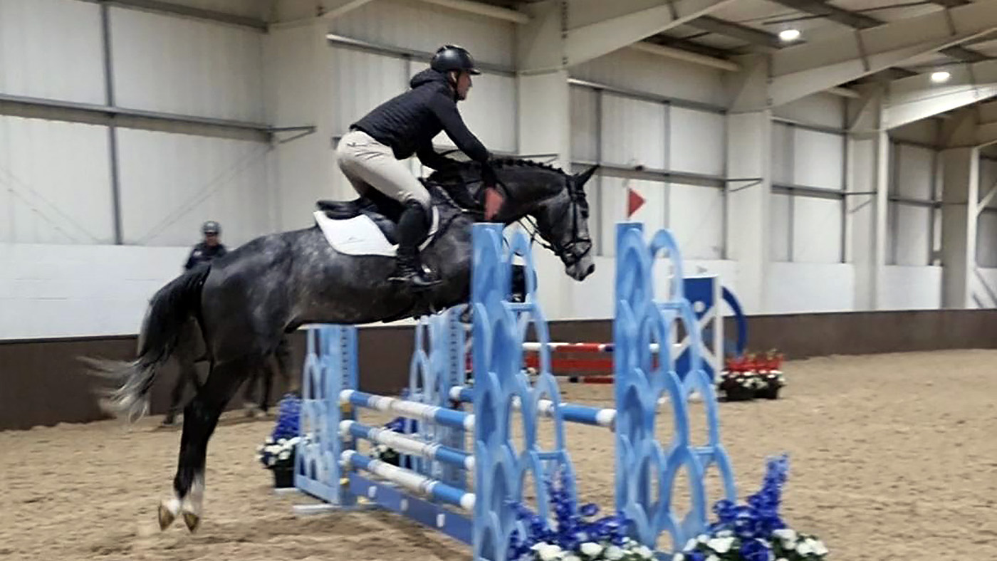 Oliver Townend riding Caunton Stud&amp;rsquo;s young stallion Diacondrik at Addington