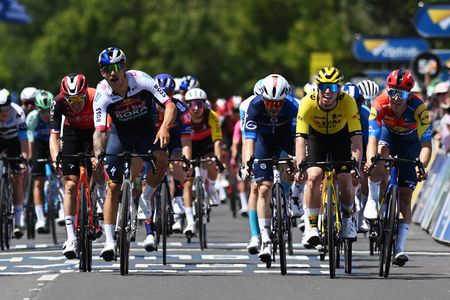 Sam Welsford winning stage one of the 2025 Santos Tour Down Under