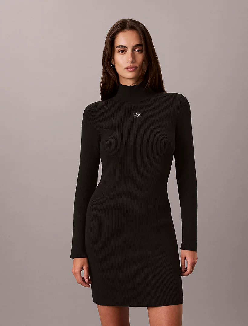 Slim Ribbed Cotton Mini Dress