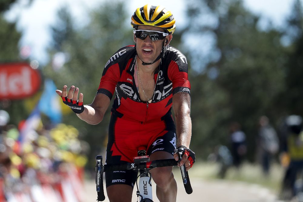 Richie Porte crosses the finish line of stage 12 at the Tour de France