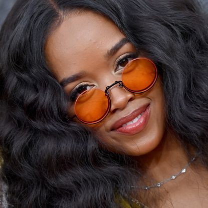 H.E.R. attends the 64th Annual GRAMMY Awards at MGM Grand Garden Arena on April 03, 2022 in Las Vegas, Nevada