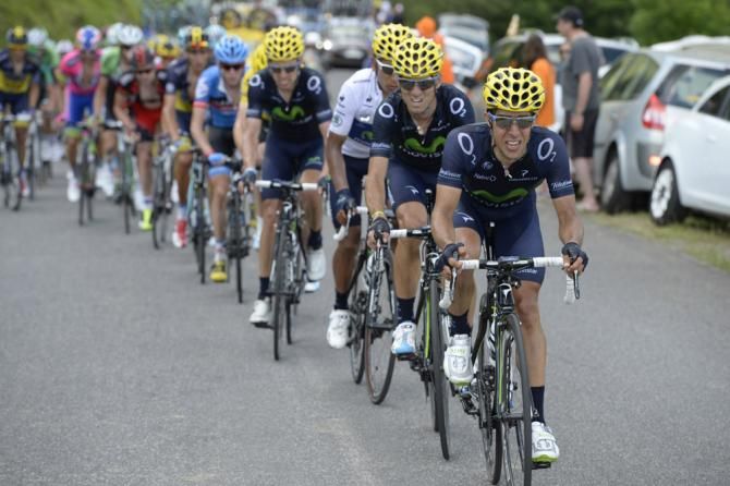 Movistar drives the pace during the second stage in the Pyrenees