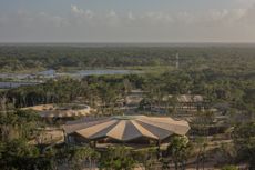 Quintana Roo park from above showing off geometric forms, designed by Aidia Studio, one of the nine most exciting emerging Mexican architecture studios