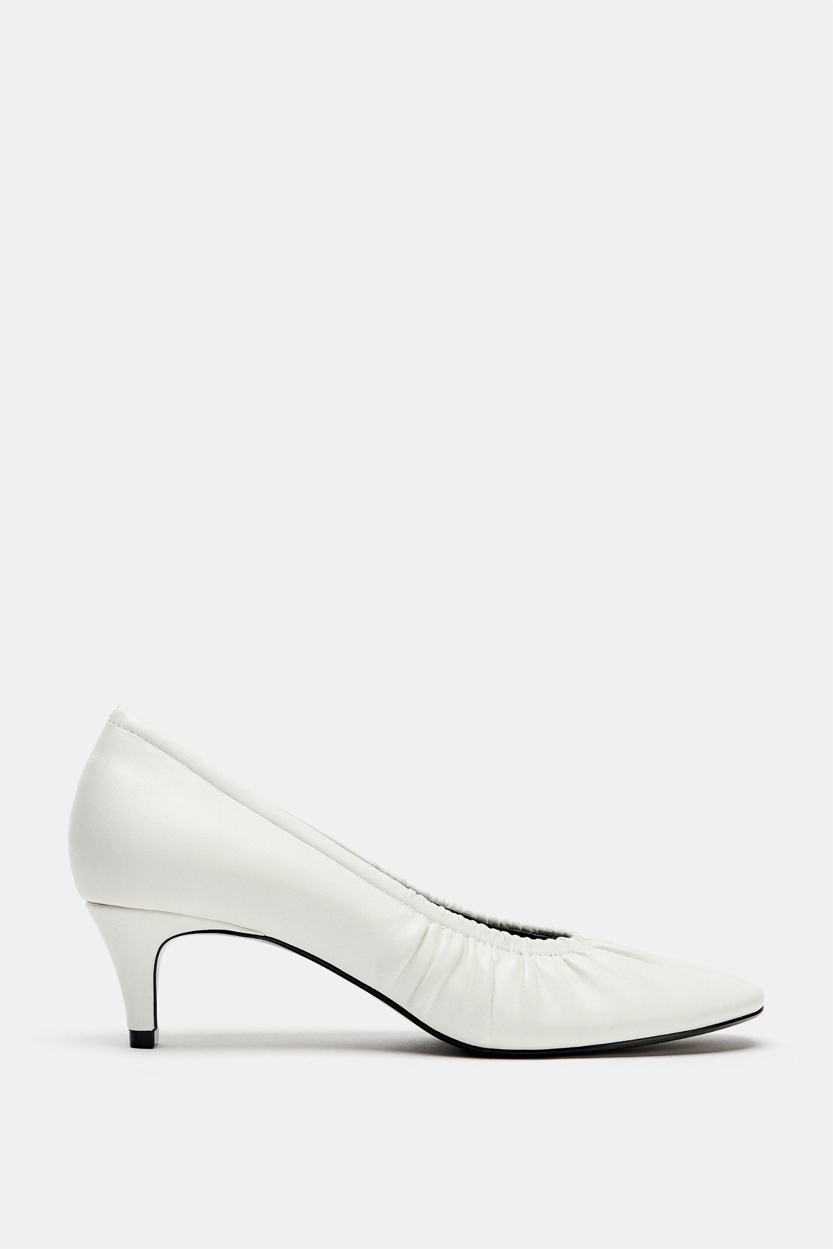 Limited Edition Gathered Leather Kitten Heels - White - 6