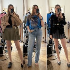 French creative and write Eugenie Trochu poses for mirror selfies wearing chic outfits while decluttering her closet