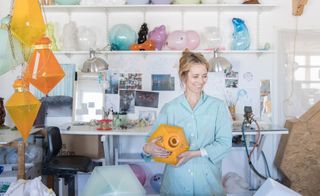 Fjellman with prototypes in her Stockholm studio