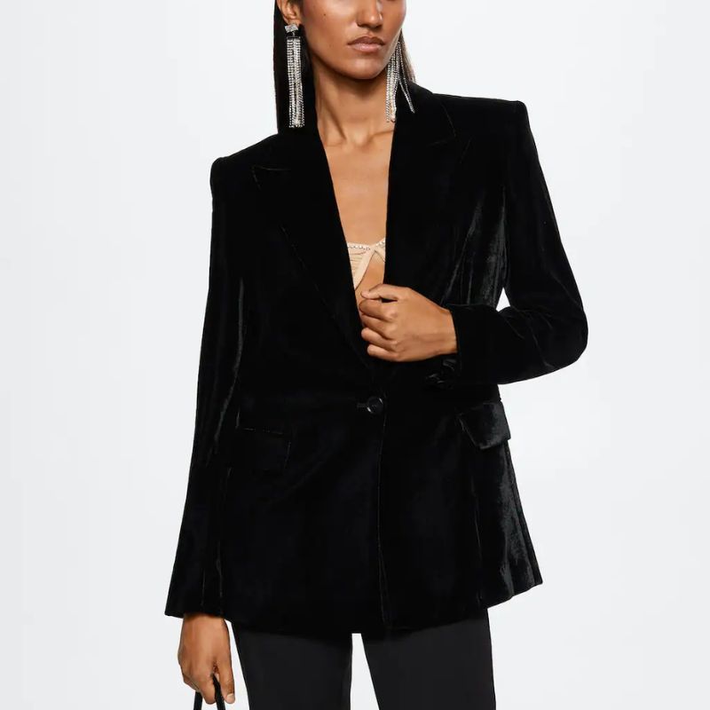 velvet blazer shot on model