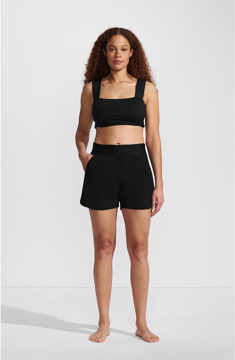 5" Quick Dry Elastic Waist Board Shorts Swim Cover-Up Shorts With Panty