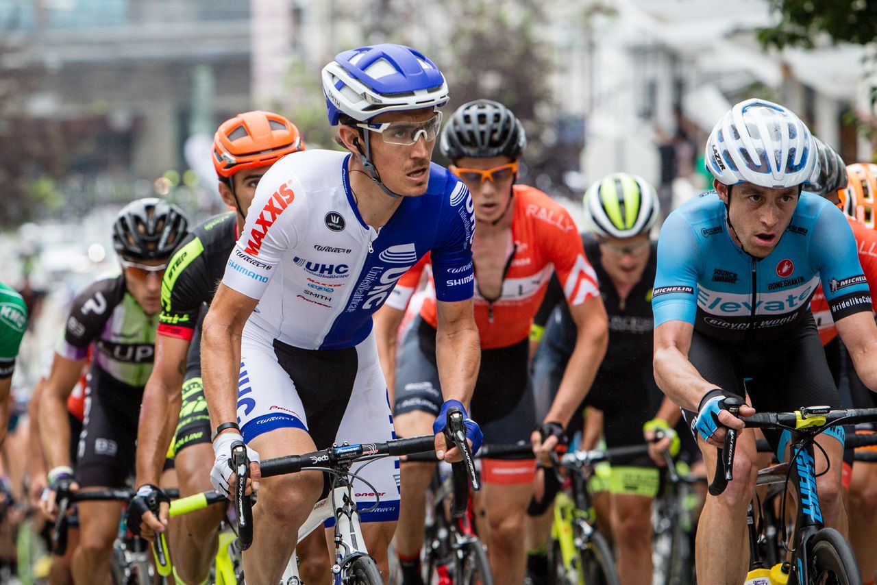 Matthew Busche (UnitedHealthcare) at the front on the climb