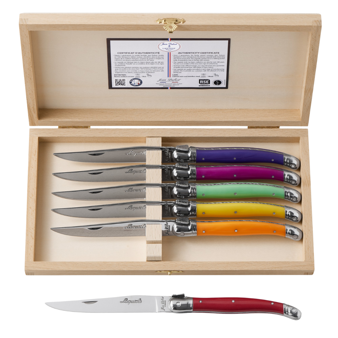 Jean Dubost , Rainbow Steak Knives, Set of 6