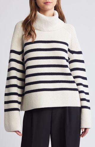 Stripe Wool Turtleneck Sweater