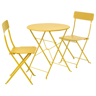 Yellow outdoor table and chairs