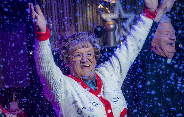 The snow must go on! Brendan O’Carroll as jubilant Mrs Brown