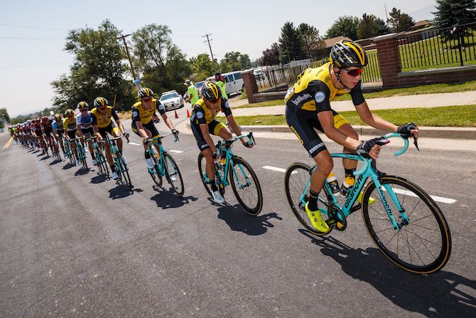 Jan Maas (LottoNL-Jumbo) working hard on the front to string out the peloton on stage 3 of the 2018 Tour of Utah