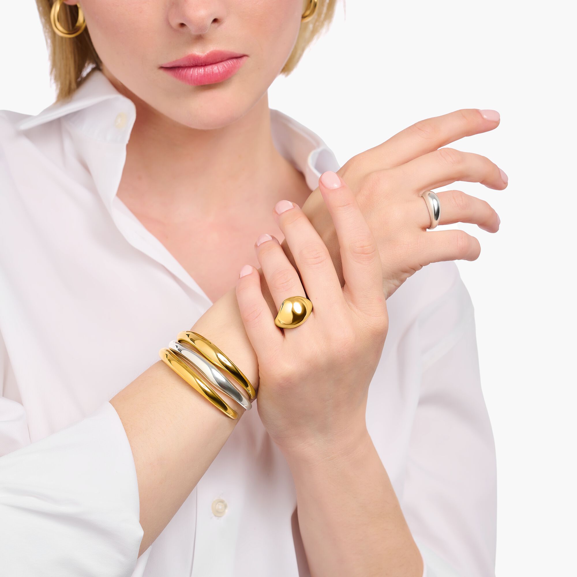 Gold-Plated Bangle in Organic Shape
