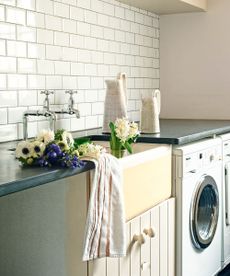 washing machine with cabinets and sink