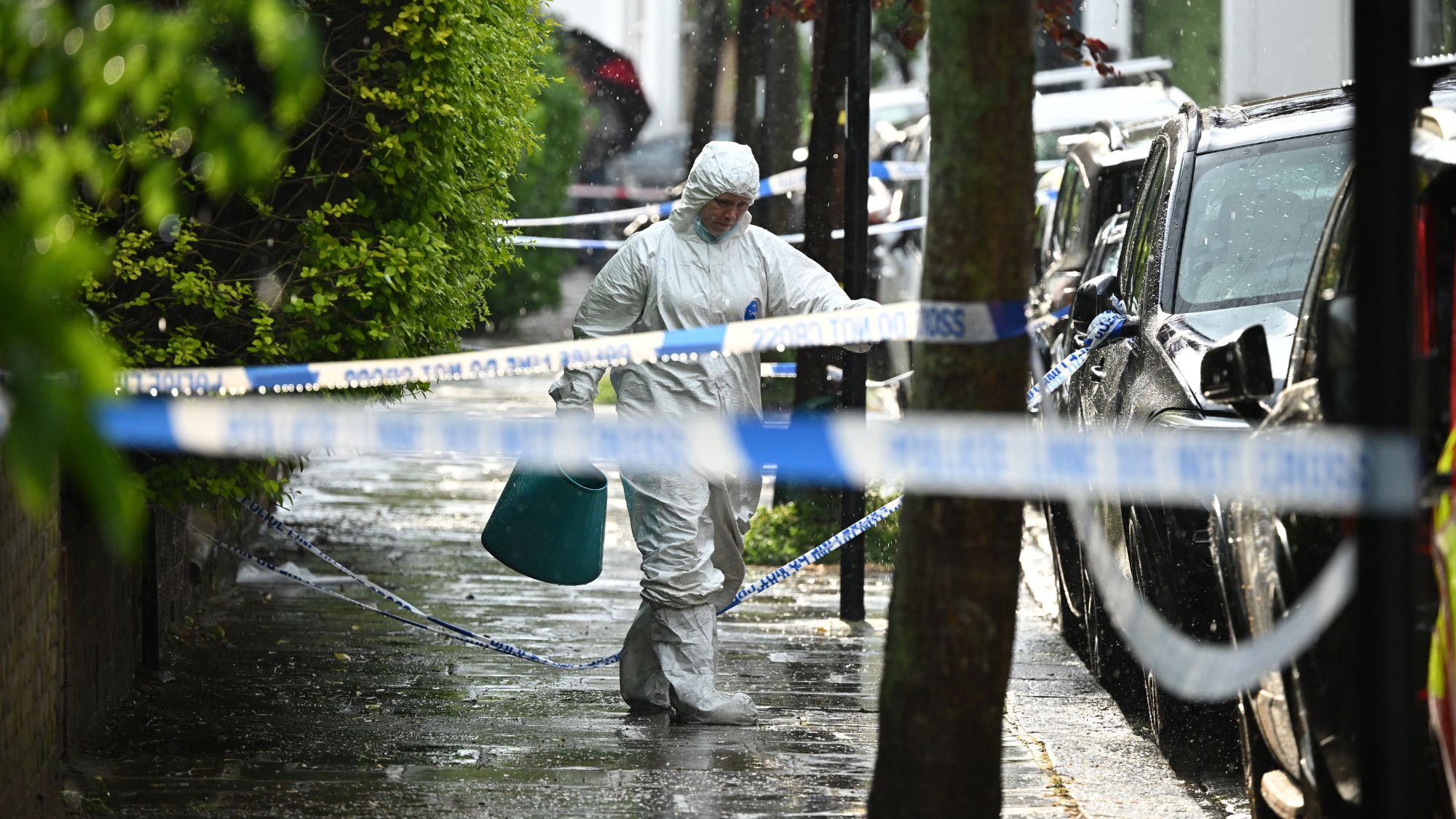 Police forensics officers seen near the north London home of Keir Starmer