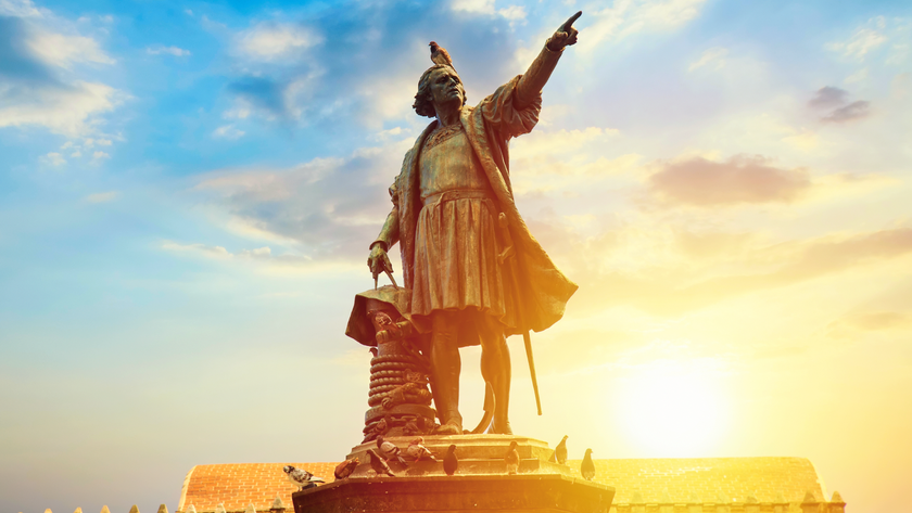 Columbus Statue in Santo Domingo, Dominican Republic during sunset.
