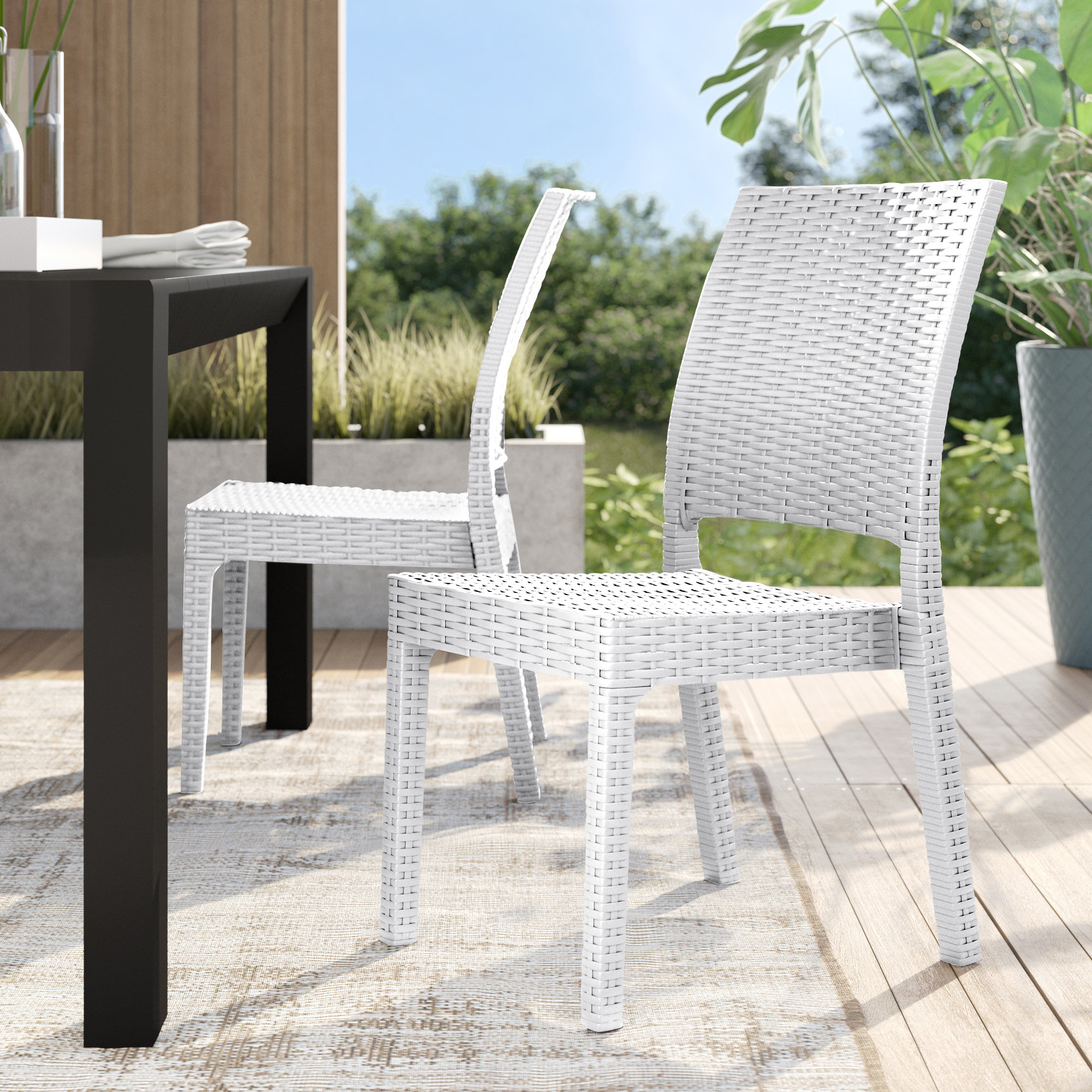 Tomosuke Outdoor Stacking Dining Side Chair