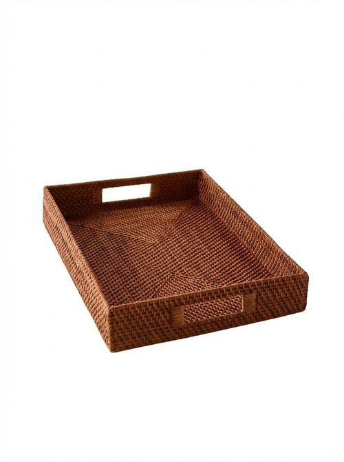 Rattan Decorative Tray With Handles