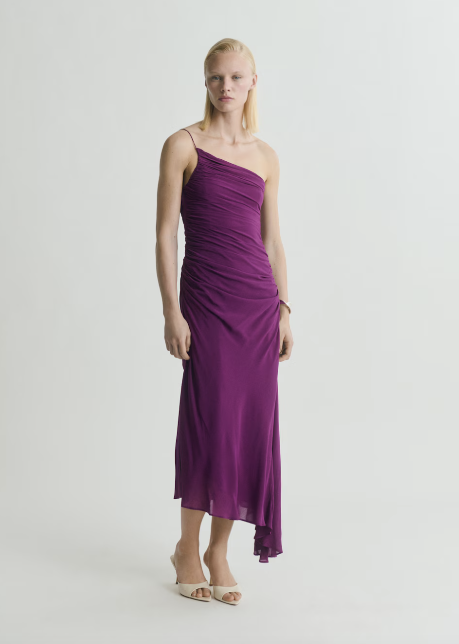 MANGO, Asymmetrical Dress With Gathered Sides - Women | Mango Usa
