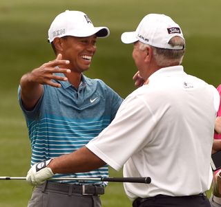 Tiger Woods Mark O'Meara The Masters - Practice Day 1
