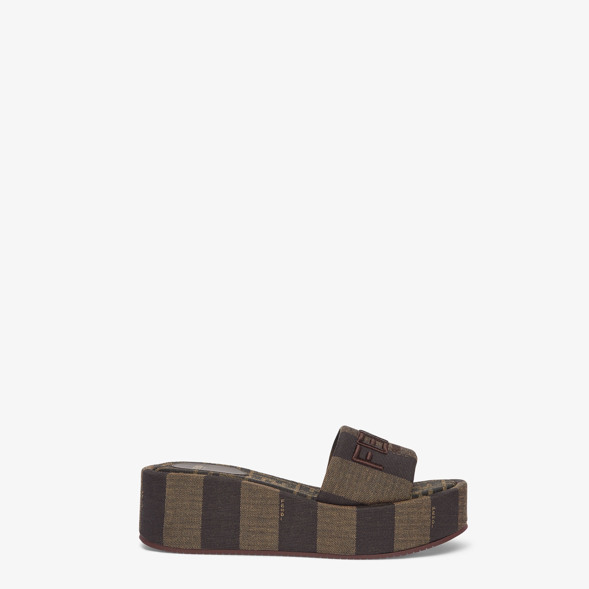 Fendi Sunshine Brown Fabric Flatform Slides