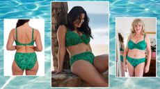 Julie Player and model wearing Fantasie Punta Mita full cup bikini top