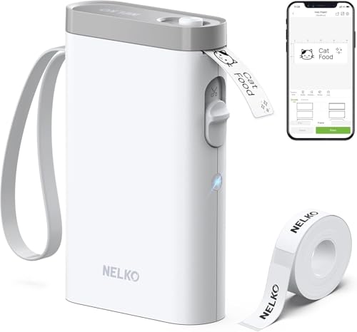 Nelko Label Maker P21 Portable Bluetooth Sticker Printer With Tape, White