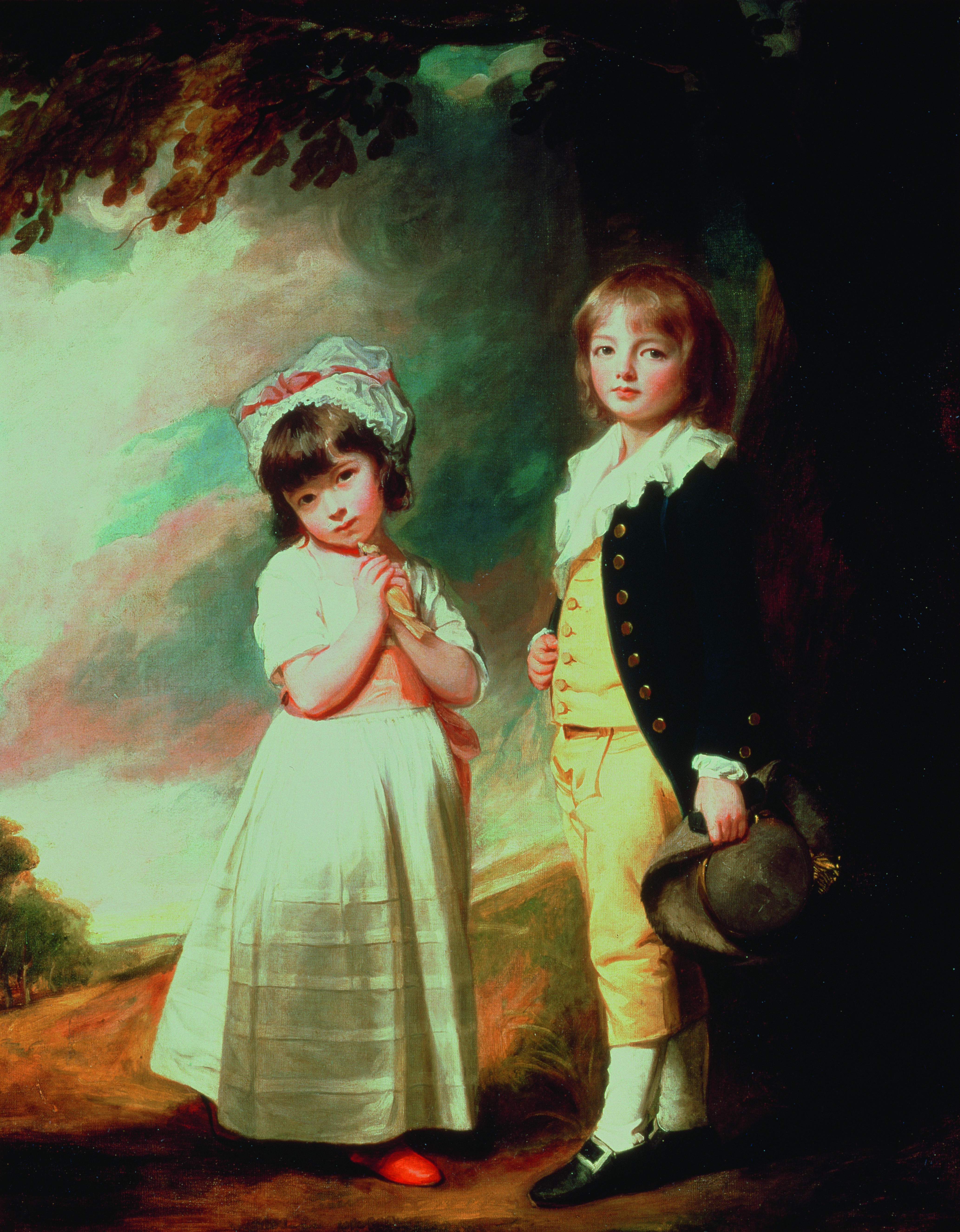 Portrait of Edward Stanley (d.1851) 13th Earl of Derby, with his sister, Lady Charlotte Stanley (oil on canvas) by Romney, George (1734-1802).
