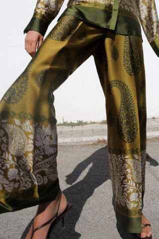 Satin Effect Printed Pants