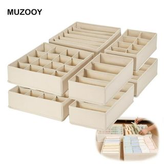 Light beige fabric dresser organizers with dividers 