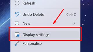 Screenshot of Display settings option in Windows 11