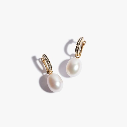 18ct Yellow Gold, Pearl, Diamond Pearl Earrings