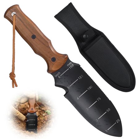 Lulache Hori Hori Garden Knife With Edc Sheath, 7" Sharp Stainless Steel Blade, Dual-Scale Measurement, Outdoor Gardening Knife for Digging, Weeding &amp;amp; Planting