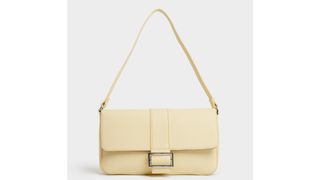 New Look Pale Yellow Leather-look Baguette Shoulder Bag