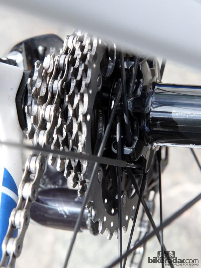 A relatively wide-range 11-28T Shimano Dura-Ace 9000 cassette for Marcel Kittel (Giant-Shimano) at Scheldeprijs