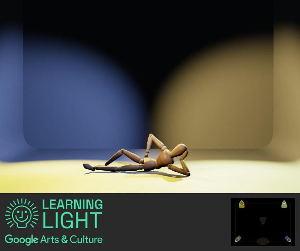 A photo saved by the Google Learning Light program with a stage setup and lighting diagram
