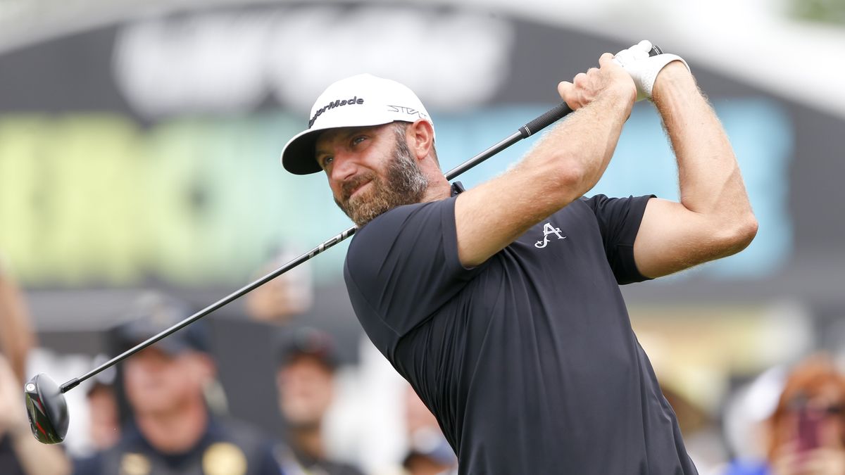 Dustin Johnson swings at LIV Golf event