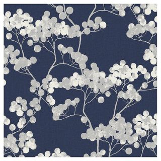 QVC Seabroook Designs Bayberry Blossom floral unpasted wallpaper