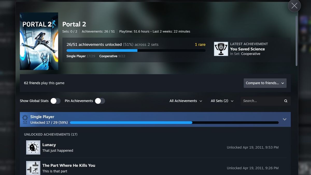 Screenshot from Steam Achievements