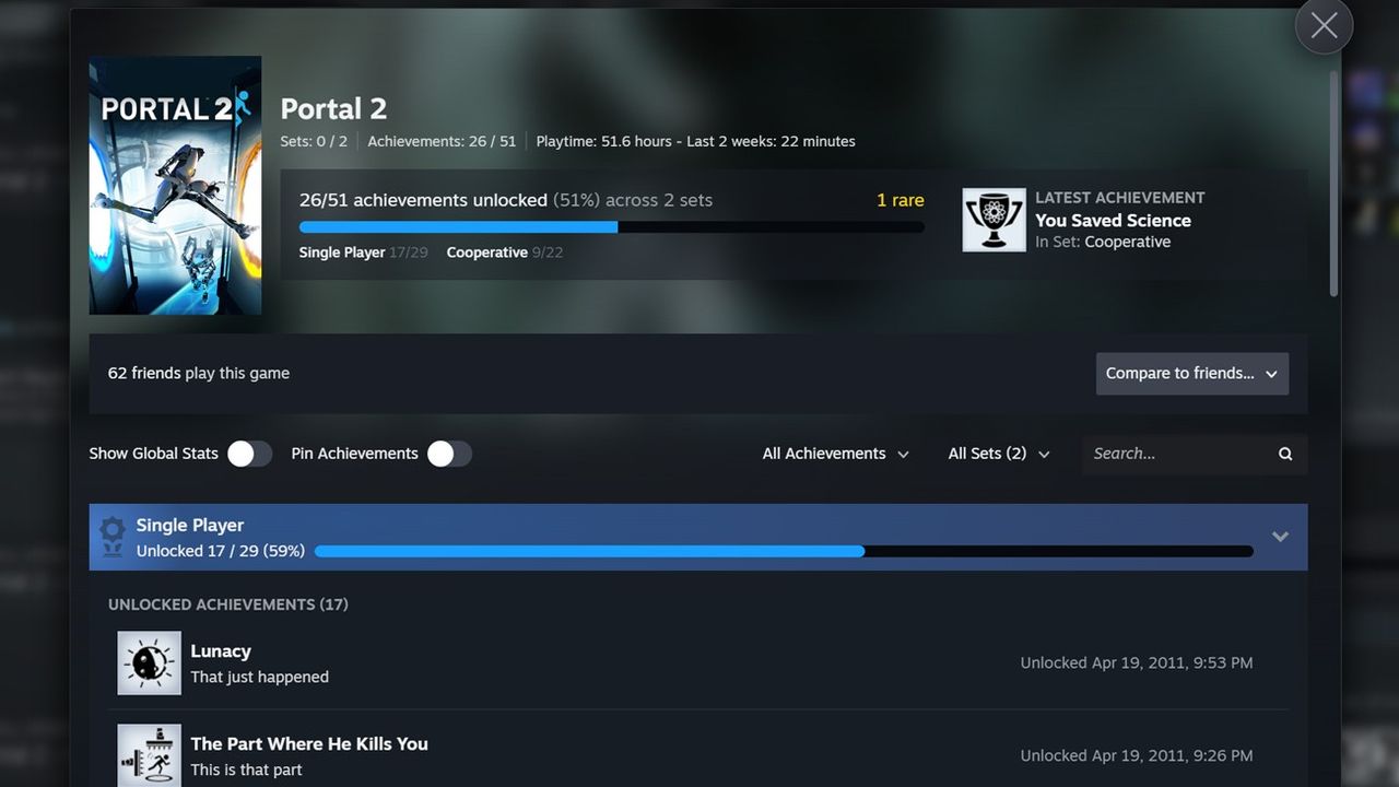 Screenshot from Steam Achievements