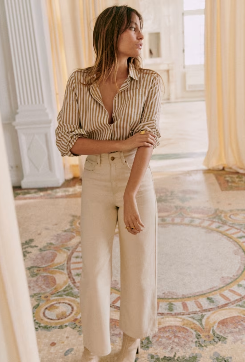 An image of an all-white outfit from Sezane.