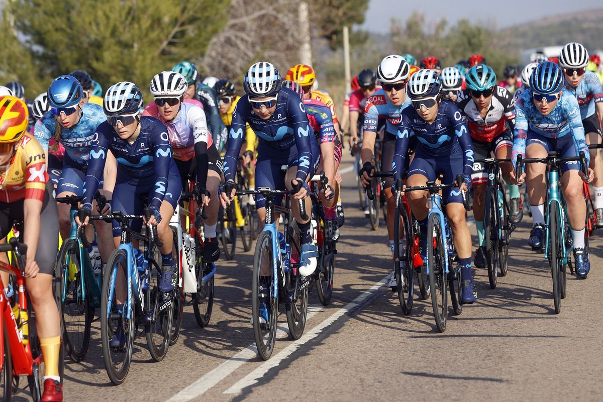 The Movistar team in action at the Vuelta CV Feminas
