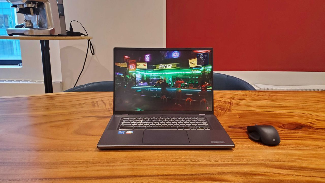 a dark laptop opened